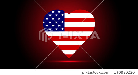 Heart shaped American Flag Design for Patriotic Projects. 130889220