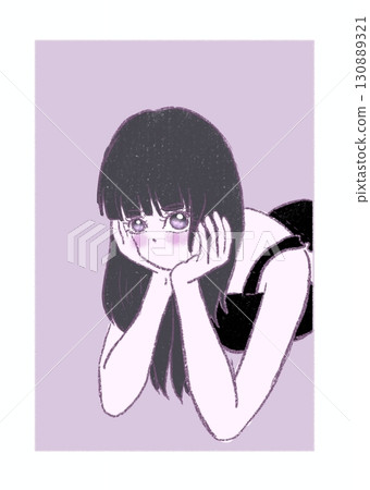 a著拐杖的女孩 130889321
