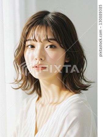 A woman with a white shirt 130889385