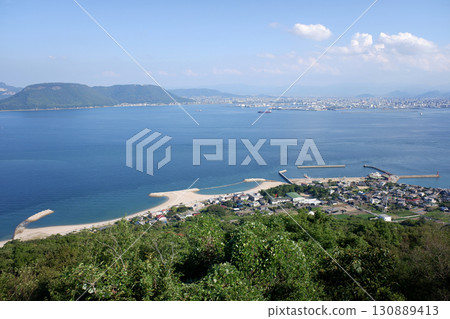 View of Megi Port and Takamatsu Port from Washigamine Observatory on Megi Island, Kagawa Prefecture View of Megi Port and Takamatsu Port from Washigamine Observatory on Megi Island, Kagawa Prefecture 130889413