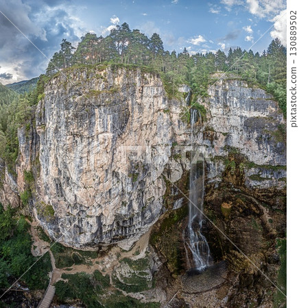 St Felix waterfall in South Tyrol aerial and landscape views 130889502