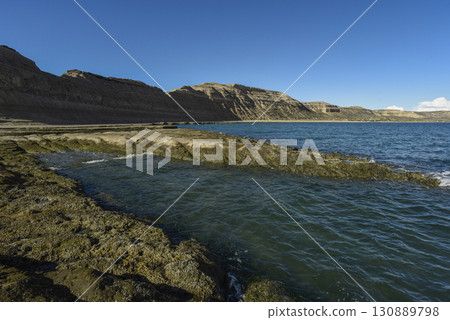 Coastal landscape with cliffs in Peninsula Valdes, World Heritage Site, Patagonia Argentina 130889798