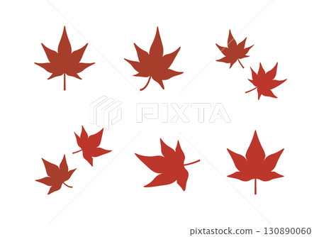 Red autumn leaves illustration set Red autumn leaves illustration set 130890060
