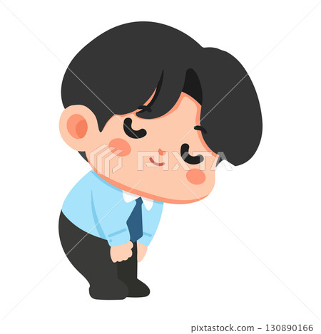 Illustration of Businessman Bowing in Respect 130890166
