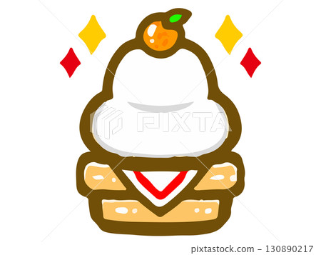 Cute doodle style illustration of Kagami mochi Cute doodle style illustration of Kagami mochi 130890217