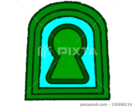 Simple keyhole-shaped tomb icon illustration material 130890219