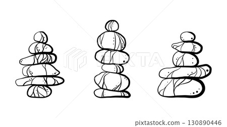 Balanced stone cairns Balanced stone cairns 130890446