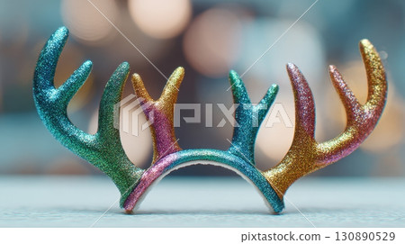 Colorful Glitter Antlers Headband Perfect for Festive Celebrations 130890529
