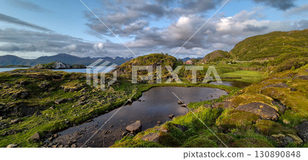 Coastal Landscape With Old Nickel Mine And Red Cottage On Senja Island At Vesteralen In Norway 130890848