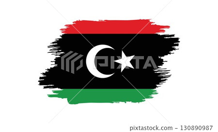 Libyan Flag in Brushstroke Style Libyan Flag in Brushstroke Style 130890987