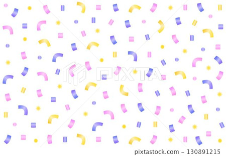 Colorful falling shiny gradient serpentine and glossy confetti background. Aesthetic banner with paper sprinkles in yellow, violet and blue colors. Vector festive backdrop Colorful falling shiny gradient serpentine and glossy confetti background. Aesthetic banner with paper sprinkles in yellow, violet and blue colors. Vector festive backdrop 130891215