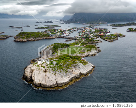 Famous Football Ground In Henningsvaer City On Lofoten Islands In Norway Famous Football Ground In Henningsvaer City On Lofoten Islands In Norway 130891356