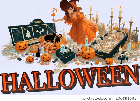 萬聖節女巫魔法工作室插圖 130891592