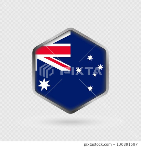 Australia Flag Icon in Hexagon Shape. 130891597