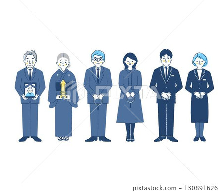 葬禮參加者、主悼念者、儀式工作人員 130891626