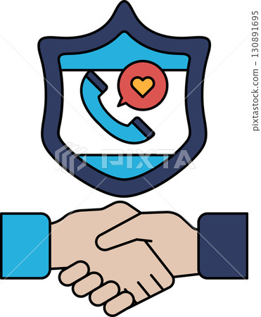 A shield with a phone and a heart on it A shield with a phone and a heart on it 130891695