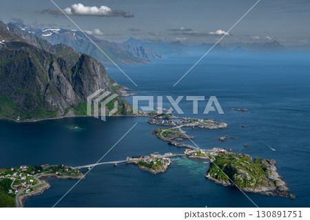 Spectacular Viewing Point Reinebringen Over Coastal Landscape At Reine And Hamnoy On Lofoten Islands In Norway Spectacular Viewing Point Reinebringen Over Coastal Landscape At Reine And Hamnoy On Lofoten Islands In Norway 130891751