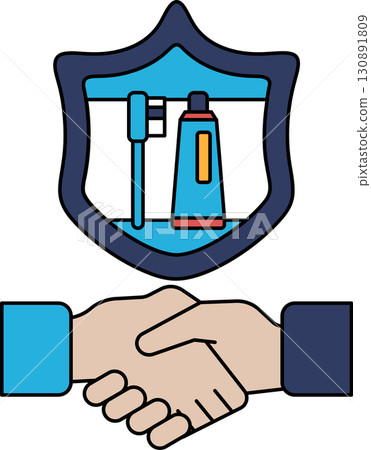 A handshake between two people with a toothbrush 130891809