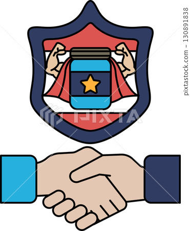 A police badge with a jar of jelly beans on it 130891838