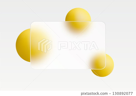Minimalist design with floating yellow balls and glass. Eps 10 130892077