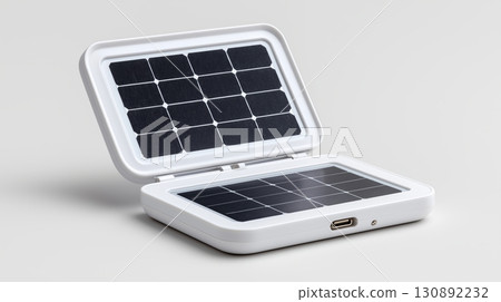 Portable solar charger provides sustainable power for devices anywhere 130892232