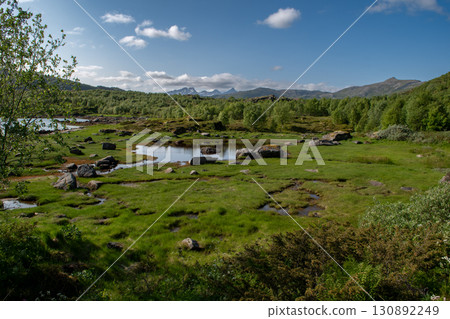 Rural Landscape Near Leknes And Mortsunt On Lofoten Islands In Norway Rural Landscape Near Leknes And Mortsunt On Lofoten Islands In Norway 130892249