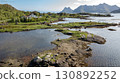 Coastal Landscape With Fjord And Cottage Near Leknes On Lofoten Islands In Norway 130892252