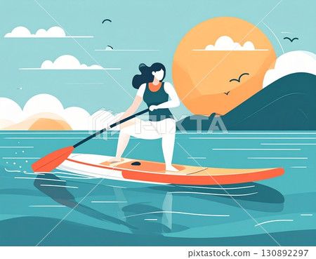 劃槳板上的人 130892297