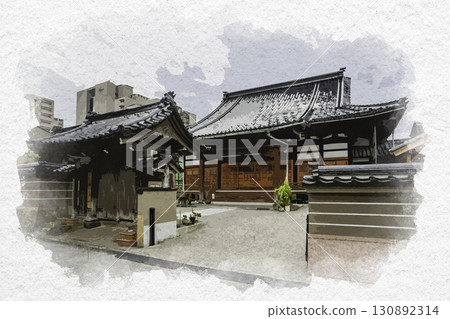 水彩畫風格，石川縣金澤市光泉寺 130892314