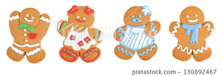 christmas gingerbread cookie isolated on white background christmas gingerbread cookie isolated on white background 130892467