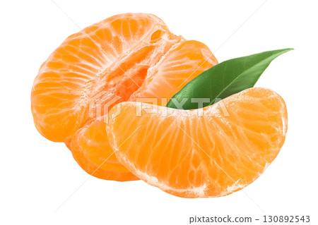 Tangerine or clementine half isolated on white background with full depth of field. Tangerine or clementine half isolated on white background with full depth of field. 130892543
