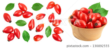 Rose hip isolated on a white background with full depth of field. Top view. Flat lay. Rose hip isolated on a white background with full depth of field. Top view. Flat lay. 130892555