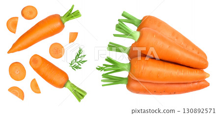 Carrot isolated on white background . Top view with copy space for your text. Flat lay, Carrot isolated on white background . Top view with copy space for your text. Flat lay, 130892571