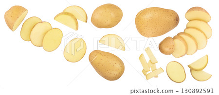 Young potato isolated on white background. Harvest new. Top view. Flat lay, Set or collection 130892591