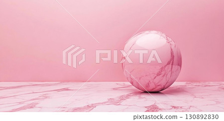Pink Marble Sphere on Pink. 130892830