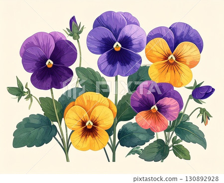 三色堇花 130892928