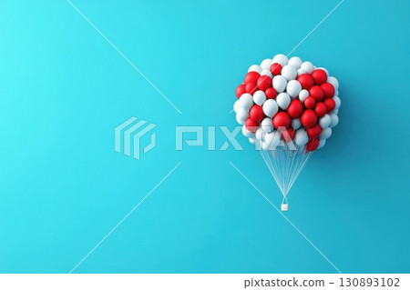 Red white balloons float with blue sky. Red white balloons float with blue sky. 130893102