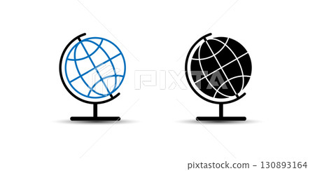 Globe icons, one wireframe and one filled, perfect for global themes. Globe icons, one wireframe and one filled, perfect for global themes. 130893164
