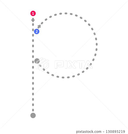 Tracing alphabet letter p lowercase prewriting dotted line element for kindergarten and preschool kids worksheet for handwriting practice activity 130893219