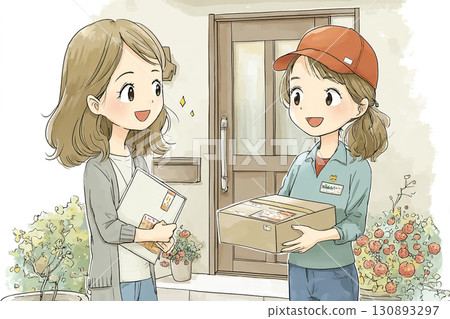 Miyu系列：Miyu在前門收到包裹 130893297