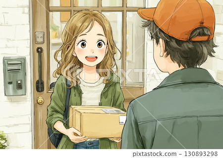 Miyu系列：Miyu在前門收到包裹 130893298