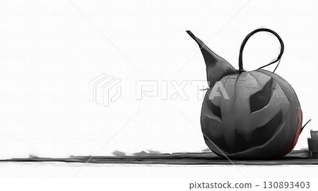 水墨畫風格的恐怖萬聖節南瓜 130893403