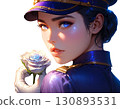 Beauty illustration of a woman in uniform, transparent PNG material 130893531