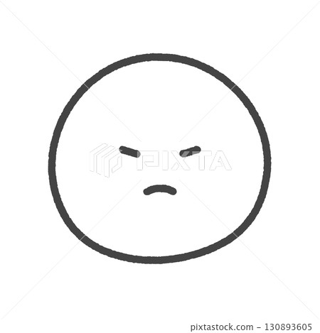 Hand-drawn black emoji icon of a displeased expression - Simple and cute angry face illustration material 130893605