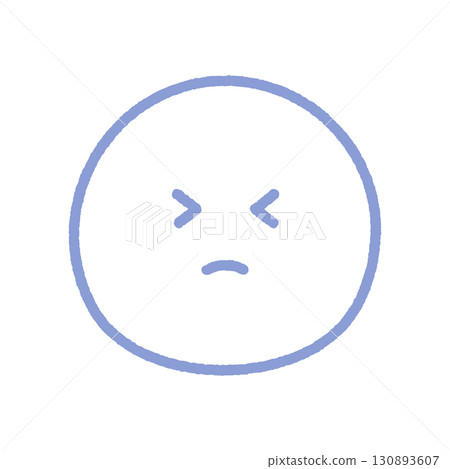 Frowning blue line drawing emoji - Icon image of a person with their eyes tightly closed, expressing a sense of disappointment or distress Frowning blue line drawing emoji - Icon image of a person with their eyes tightly closed, expressing a sense of disappointment or distress 130893607