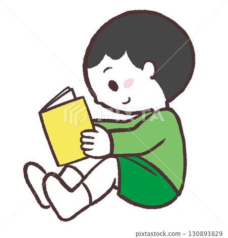 Illustration of a boy sitting and reading a book 130893829