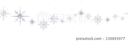 Seamless Pattern with Snowflakes on isolated . Hand drawn watercolor illustration with wavy line. Repeat Border for banner or ornament in pastel light blue colors. Heavenly drawing for backdrop Seamless Pattern with Snowflakes on isolated . Hand drawn watercolor illustration with wavy line. Repeat Border for banner or ornament in pastel light blue colors. Heavenly drawing for backdrop 130893977