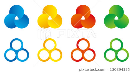 Venn Diagram Infographic Gradient Colorful Set of Three Overlapping Circles Venn Diagram Infographic Gradient Colorful Set of Three Overlapping Circles 130894355