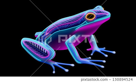 Neon tribal frog with psychedelic wildlife art Neon tribal frog with psychedelic wildlife art 130894524