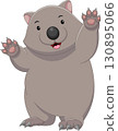cute wombat waving cartoon 130895066